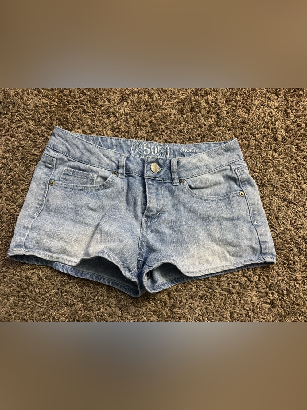 SO Light Blue Denim Shortie Jean Shorts